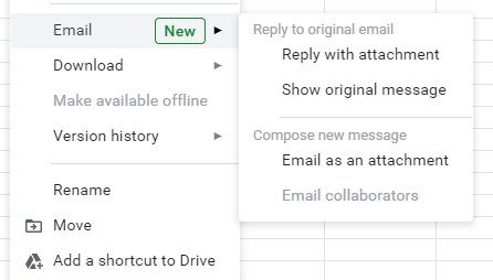 Email options