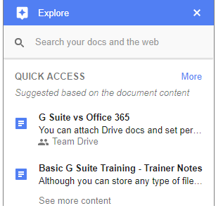 How to use the Explore pane in Google Docs