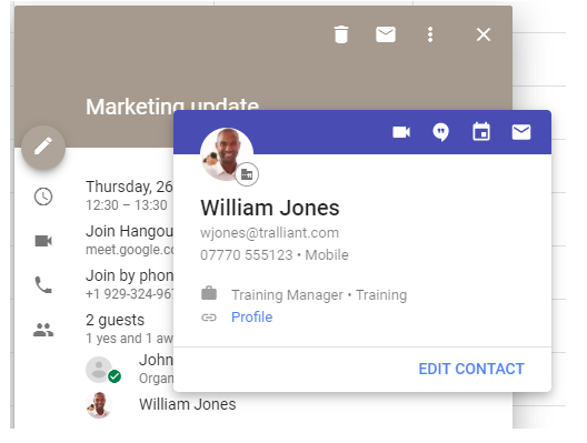Information cards in G Suite