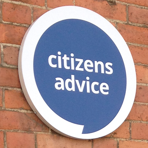 Citizens Advice logo on wall