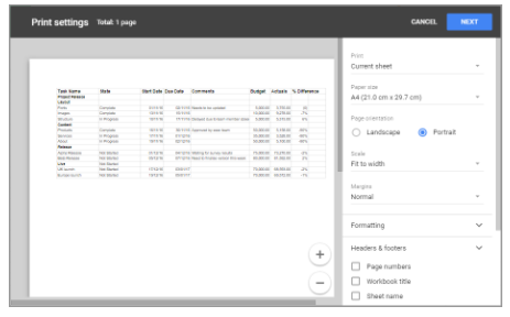 How to print your Google Sheets