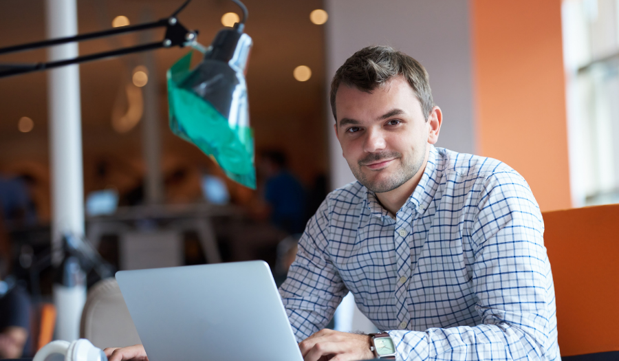 Man working with Google Workspace