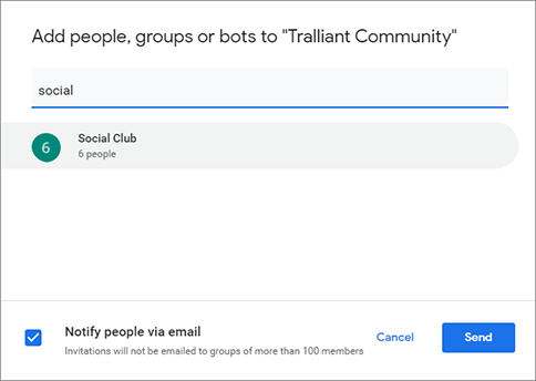 Sending chat invite to Google Group