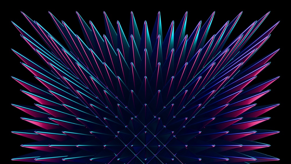 3D graphic of protruding spikes against a dark background